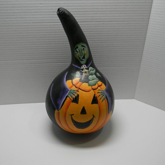Hand Painted Gourd Halloween Witch Primitive - Picture 1 of 3